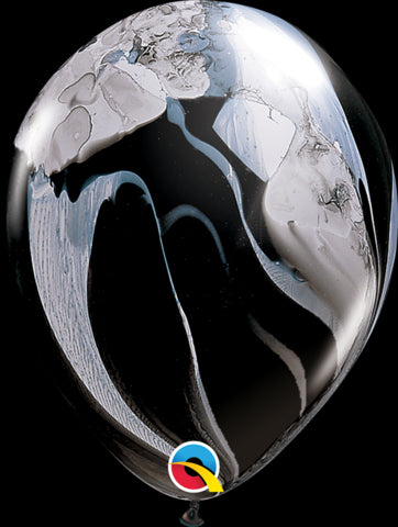 11" ROUND BLK & WHITE AGATE QUALATEX PLAIN LATEX AGATE